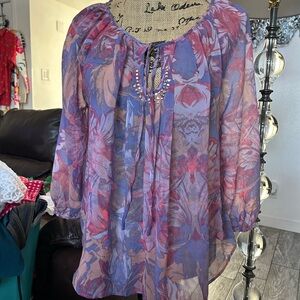 Princess Vera wing large Sheer Women's Top - Purple and Pink